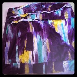 Purple ruffled strapless top